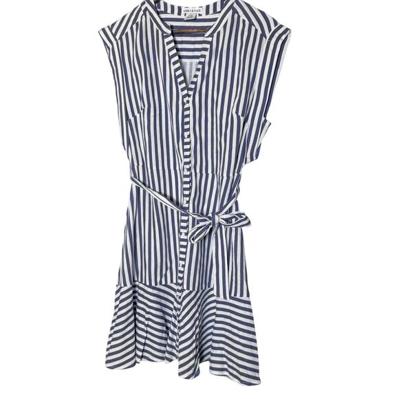 Ashly & Sage Dresses & Skirts - Ashly & Sage Linen Blend Dress Women L Blue Button Up Beachy Nautical Fisherman